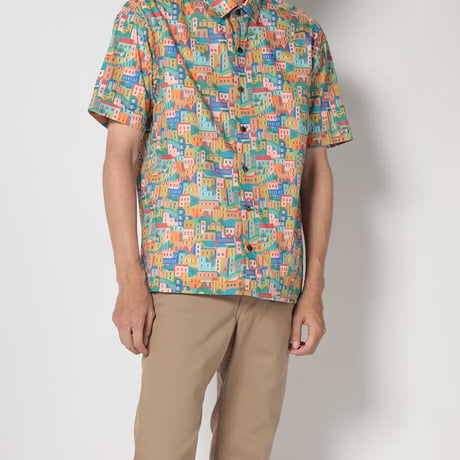 LIBERTY FABRICS　NO.74 リバティプリント  半袖シャツ リバティシャツ  ＜Patchwork Coast　パッチワーク コースト＞