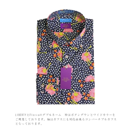 LIBERTY FABRICS　 NO.20 リバティプリント  ドレスシャツ リバティシャツ  ＜Juniper/ジュニパー＞