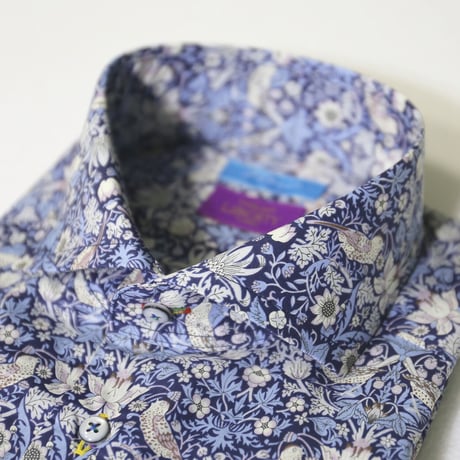 LIBERTY FABRICS　NO.17 リバティプリント  ドレスシャツ リバティシャツ  ＜ Strawberry thief / ストロベリーシーフ ＞