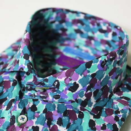 LIBERTY FABRICS　NO.18  リバティプリント  ドレスシャツ リバティシャツ  ＜ Morning Dew / モーニング・デュー＞【グリーン】