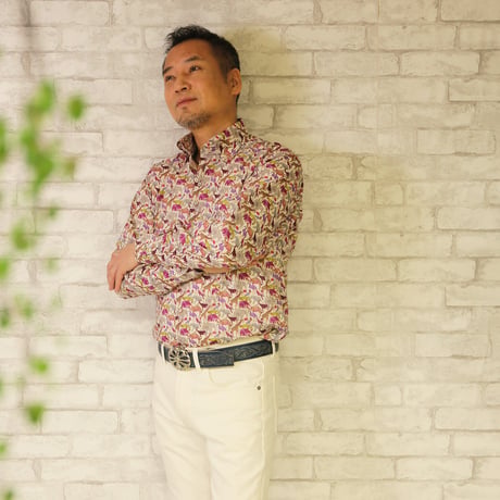 LIBERTY FABRICS　NO.06 リバティプリント リバティシャツ  ドレスシャツ　＜ Cue for the Zoo / キュー・フォー・ザ・ズー＞