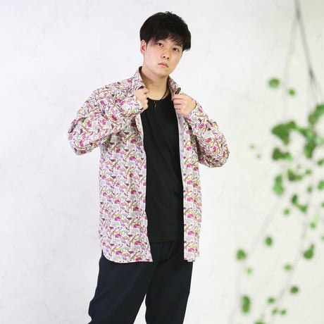 LIBERTY FABRICS　NO.06 リバティプリント リバティシャツ  ドレスシャツ　＜ Cue for the Zoo / キュー・フォー・ザ・ズー＞