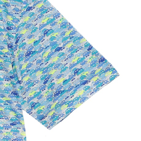 LIBERTY FABRICS　NO.110 リバティプリント  半袖シャツ リバティシャツ ＜CARS NEON /カーズ・ネオン / ブルー系＞