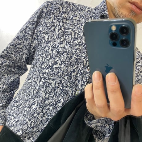 LIBERTY FABRICS　 NO.46 リバティプリント  ドレスシャツ リバティシャツ  コーデュロイ　＜  Mythical Quest / ミシカル・クエスト ＞