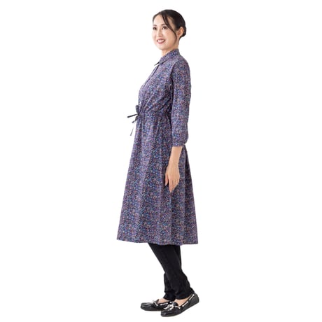 （レディース）LIBERTY FABRICS  NO.b019 リバティプリント リバティ ワンピース   ＜SEA SALT シーソルト＞