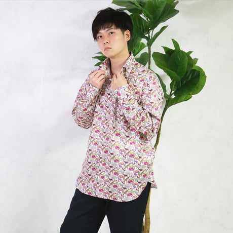 LIBERTY FABRICS　NO.06 リバティプリント リバティシャツ  ドレスシャツ　＜ Cue for the Zoo / キュー・フォー・ザ・ズー＞