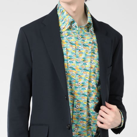 LIBERTY FABRICS  NO. 105 リバティプリント リバティ リバティシャツ   ドレスシャツ  ＜CARS NEON /カーズ ネオン / グリーン系＞