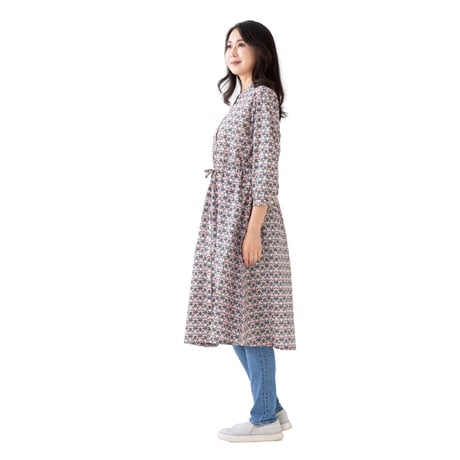 （レディース）LIBERTY FABRICS  NO.b010 リバティプリント リバティ ワンピース   ＜LOTUS LOVE ロータス ラブ ピンク系＞