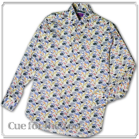 LIBERTY FABRICS　NO.05 リバティプリント リバティシャツ   ドレスシャツ ＜ Cue for the Zoo / キュー・フォー・ザ・ズー＞