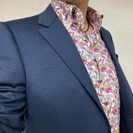 LIBERTY FABRICS　NO.06 リバティプリント リバティシャツ  ドレスシャツ　＜ Cue for the Zoo / キュー・フォー・ザ・ズー＞