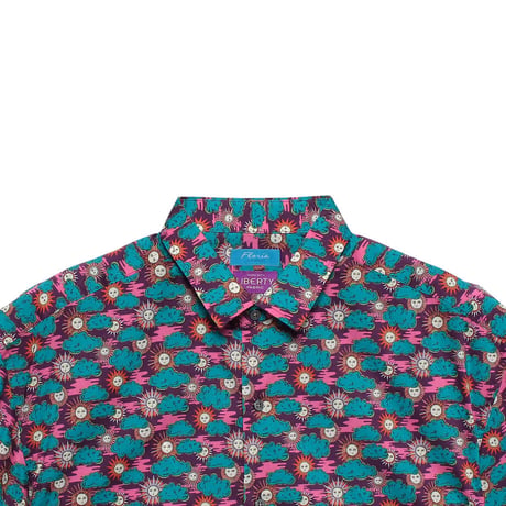 LIBERTY FABRICS　NO.109 リバティプリント  半袖シャツ リバティシャツ ＜FOLLOW THE SUN / フォロー・ザ・サン/パープル系 ＞