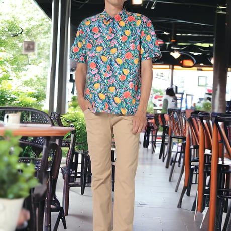 LIBERTY FABRICS　NO.75 リバティプリント  半袖シャツ リバティシャツ  ＜Summer Fruits　サマーフルーツ＞