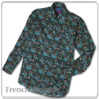 LIBERTY FABRICS　NO.29 リバティプリント  ドレスシャツ リバティシャツ  ＜French Brocade/フレンチ・ブロケード＞【グリーン】
