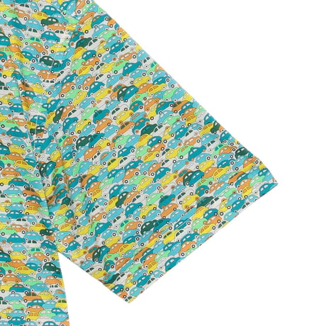 LIBERTY FABRICS　NO.112 リバティプリント  半袖シャツ リバティシャツ ＜CARS NEON / カーズ・ネオン / グリーン系＞