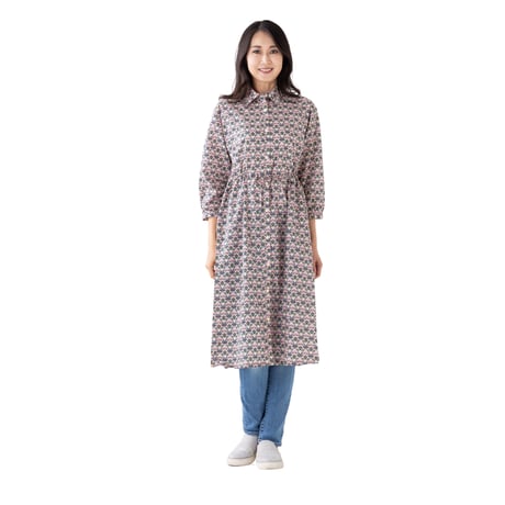（レディース）LIBERTY FABRICS  NO.b010 リバティプリント リバティ ワンピース   ＜LOTUS LOVE ロータス ラブ ピンク系＞