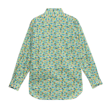 LIBERTY FABRICS  NO. 105 リバティプリント リバティ リバティシャツ   ドレスシャツ  ＜CARS NEON /カーズ ネオン / グリーン系＞