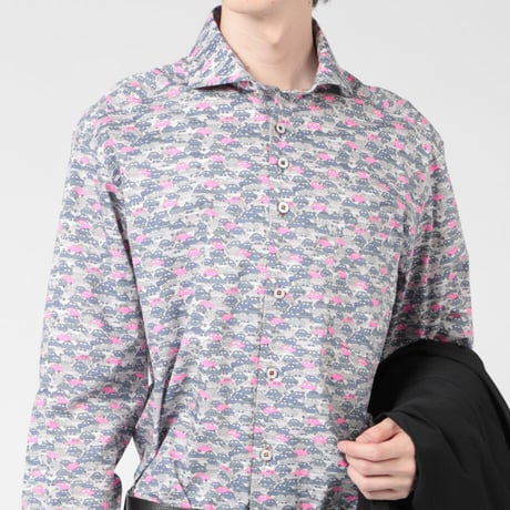 LIBERTY FABRICS  NO. 104 リバティプリント リバティ リバティシャツ   ドレスシャツ  ＜CARS NEON /カーズ ネオン / グレー系＞