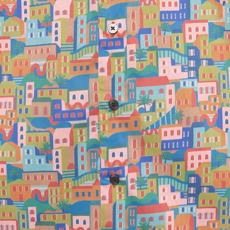 LIBERTY FABRICS　NO.74 リバティプリント  半袖シャツ リバティシャツ  ＜Patchwork Coast　パッチワーク コースト＞