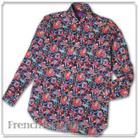 LIBERTY FABRICS　NO.28 リバティプリント  ドレスシャツ リバティシャツ  ＜French Brocade/フレンチ・ブロケード＞【レッド】