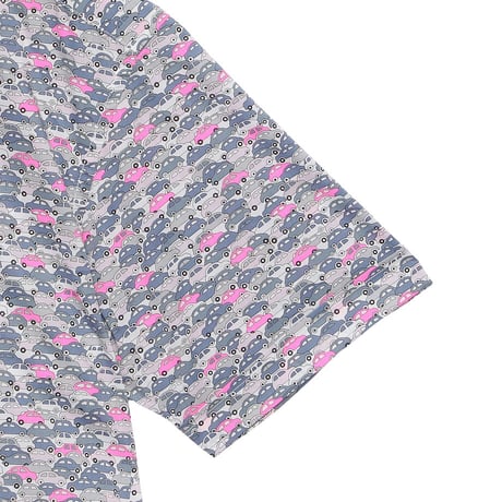 LIBERTY FABRICS　NO.111 リバティプリント  半袖シャツ リバティシャツ ＜CARS NEON / カーズ・ネオン / グレー系＞
