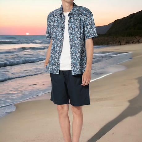 LIBERTY FABRICS　NO.65 リバティプリント  半袖シャツ リバティシャツ  ＜ Wiltshire / ウィルトシャー ＞