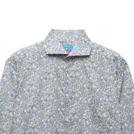 LIBERTY FABRICS　NO.50 リバティプリント  ドレスシャツ リバティシャツ  ＜ Brave Noah / ブレイブノア　グレー系＞