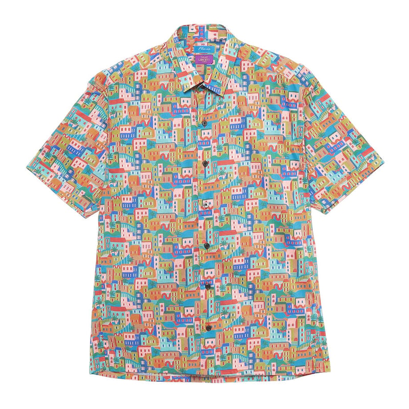 BY リバティプリントパッチワークシャツ LIBERTY FABRICS NO.74 リバティプリント 半袖シャツ リバティシャツ