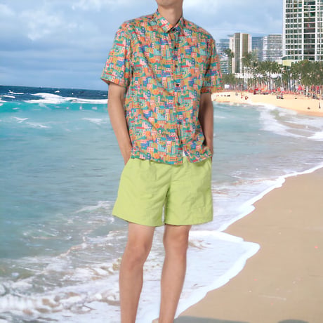 LIBERTY FABRICS　NO.74 リバティプリント  半袖シャツ リバティシャツ  ＜Patchwork Coast　パッチワーク コースト＞