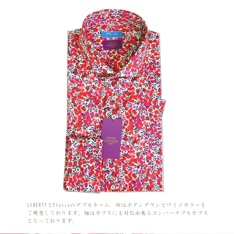 LIBERTY FABRICS　NO.12 　リバティプリント  ドレスシャツ リバティシャツ  ＜ Wiltshire / ウィルトシャー ＞