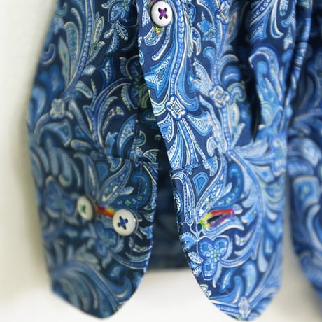 LIBERTY FABRICS　NO.26 リバティプリント  ドレスシャツ リバティシャツ  ＜Hendrix / ヘンドリックス ＞【ブルー】