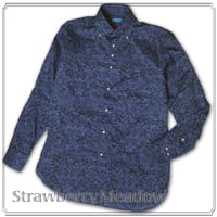 LIBERTY FABRICS　NO.41 リバティプリント ドレスシャツ リバティシャツ  ＜Strawberry Meadow/ストロベリーメドウ＞【ネイビーブルー】