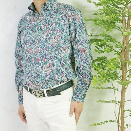 LIBERTY FABRICS　NO.21  リバティプリント  ドレスシャツ リバティシャツ  ＜Far Away Paisley / ファー・アウェイ・ペイズリー＞