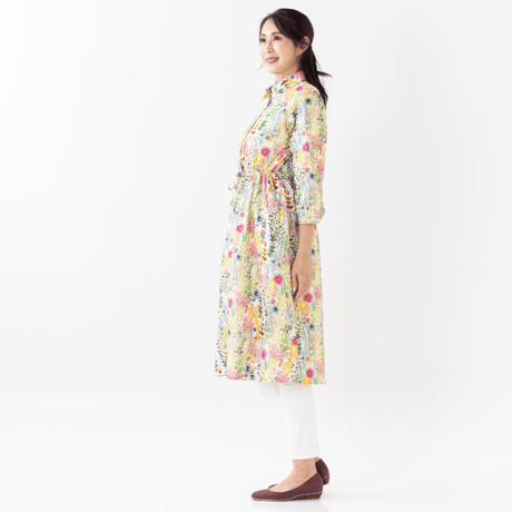 （レディース）LIBERTY FABRICS  NO.b032 リバティプリント リバティ ワンピース   ＜Tresco トレスコ イエロー系＞