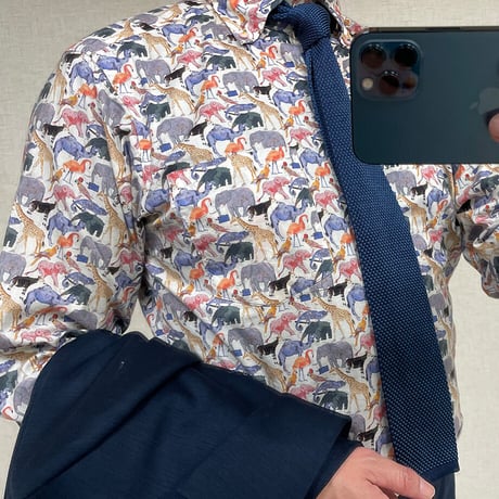 LIBERTY FABRICS　NO.05 リバティプリント リバティシャツ   ドレスシャツ ＜ Cue for the Zoo / キュー・フォー・ザ・ズー＞