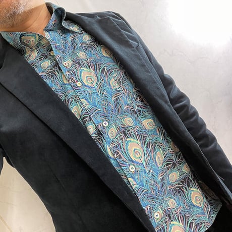 LIBERTY FABRICS　NO.43 リバティプリント  ドレスシャツ リバティシャツ  ＜Juno Feather/ジュノフェザー＞