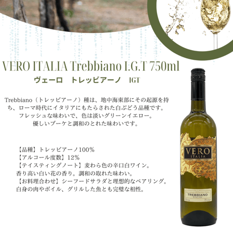 VERO ITALIA Trebbiano I.G.T 750ml【白】 12本セット
