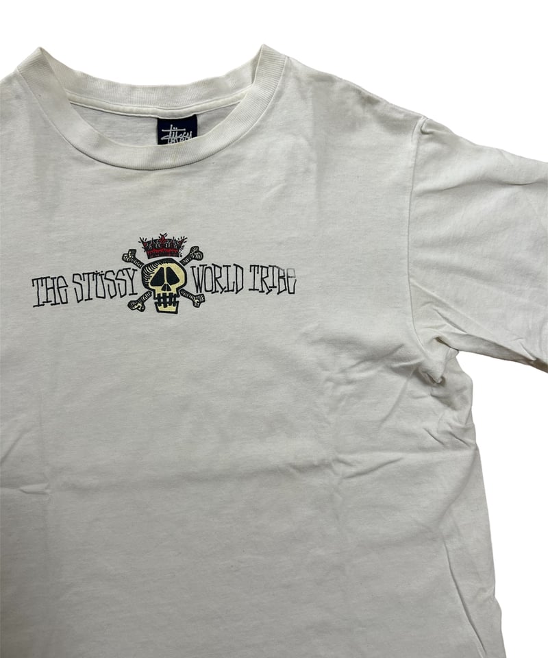 90's USA製 OLD STUSSY WOLD TRIBE Tシャツ 紺タグ ホワイト M 90's USA製 OLD STUSSY WOLD TRIBE Tシャツ 紺タグ ホワイト M