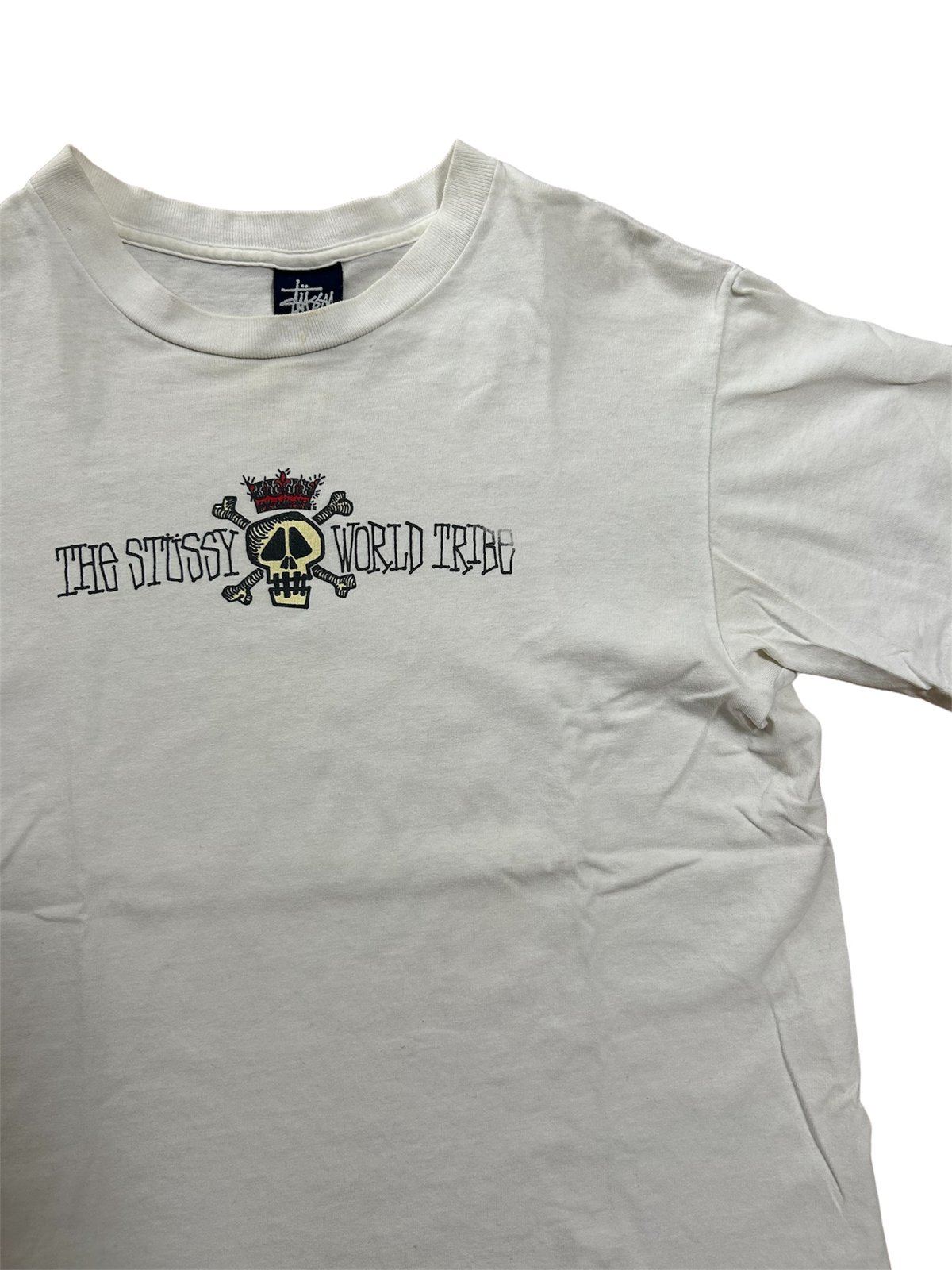 90's USA製 OLD STUSSY WOLD TRIBE Tシャツ 紺タグ ホワイト M 90's USA製 OLD STUSSY WOLD TRIBE Tシャツ 紺タグ ホワイト M