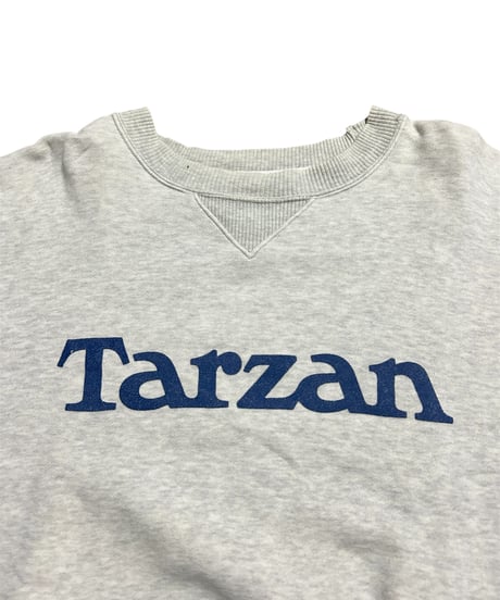 Tarzan ターザン 前Vガゼット ロゴ スウェット 雑誌 霜降りグレー L
