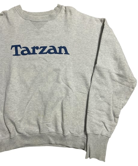 Tarzan ターザン 前Vガゼット ロゴ スウェット 雑誌 霜降りグレー L
