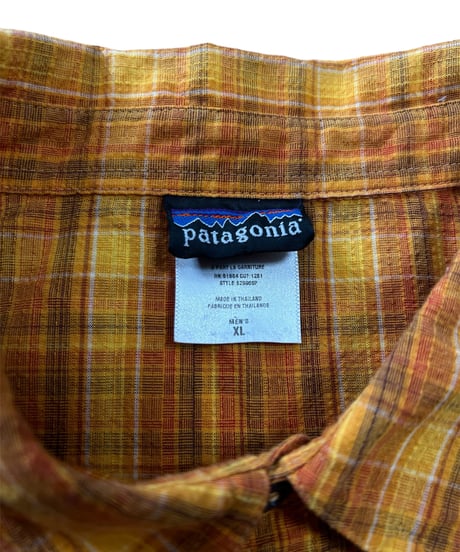 US古着 Patagonia S/S チェックシャツ シアサッカー生地 イエロー XL