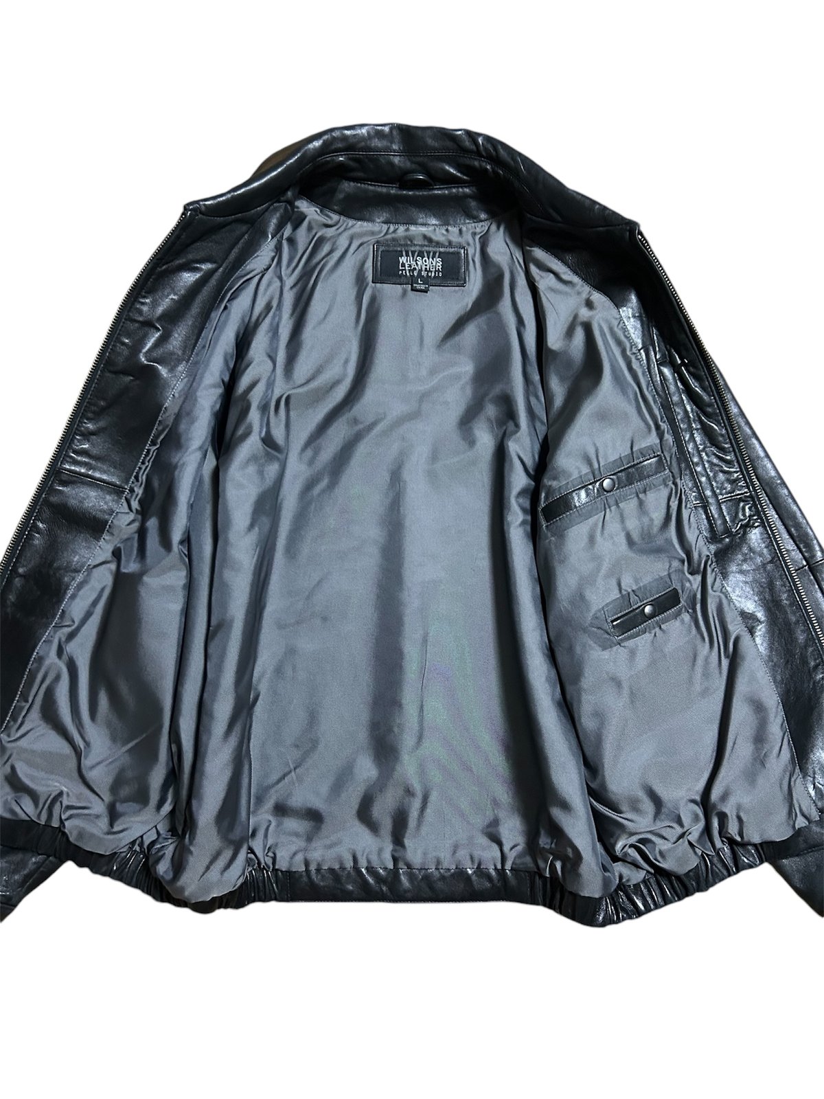90s Wilsons Pelle Studio 本革レザージャケット 90's WILSONS PELLE STUDIO レザー スイングトップ L ブラック 牛革