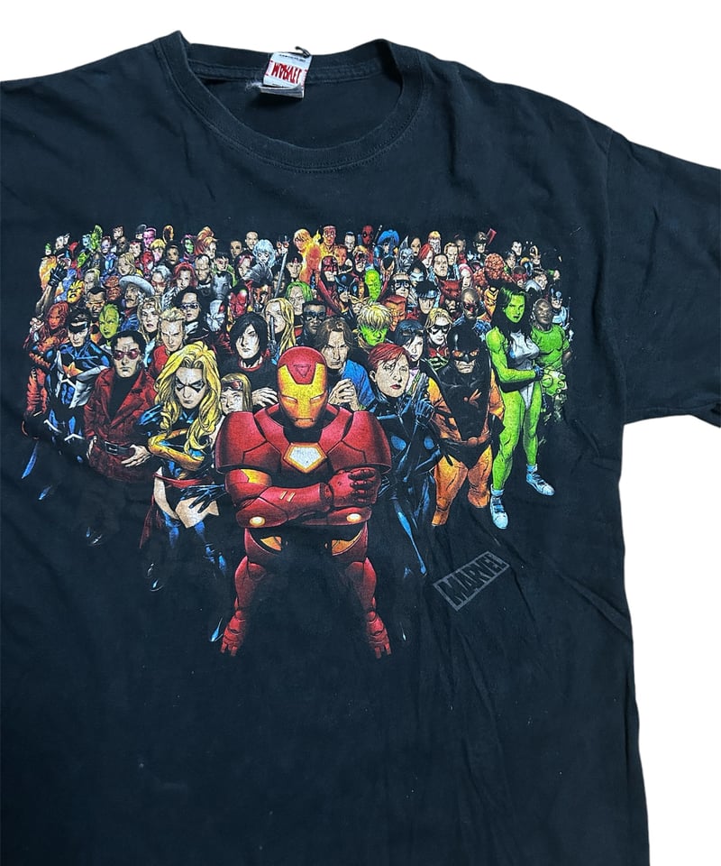 00's MARVEL アメコミ ムービー Tシャツ L ブラック アイアン 00's MARVEL アメコミ ムービー Tシャツ L ブラック アイアン