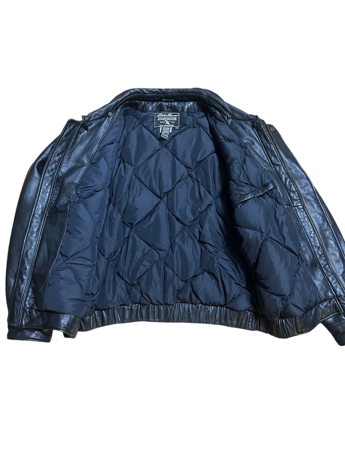 90's ダウン入り Eddie Bauer レザージャケット L ブラック 90's ダウン入り Eddie Bauer レザージャケット L ブラック