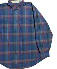 VAN HEUSEN マドラスチェック L/S チェックシャツ ポリ×コットン XL