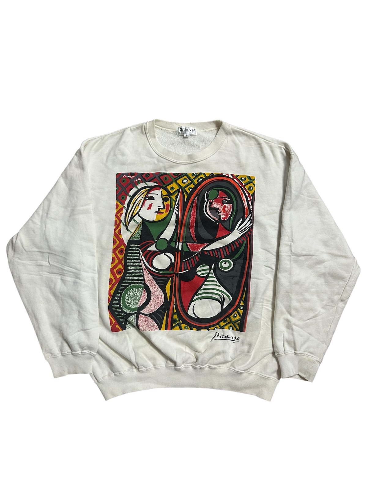 90's Picasso 鏡の前の少女 大判プリント スウェット L ピカソ