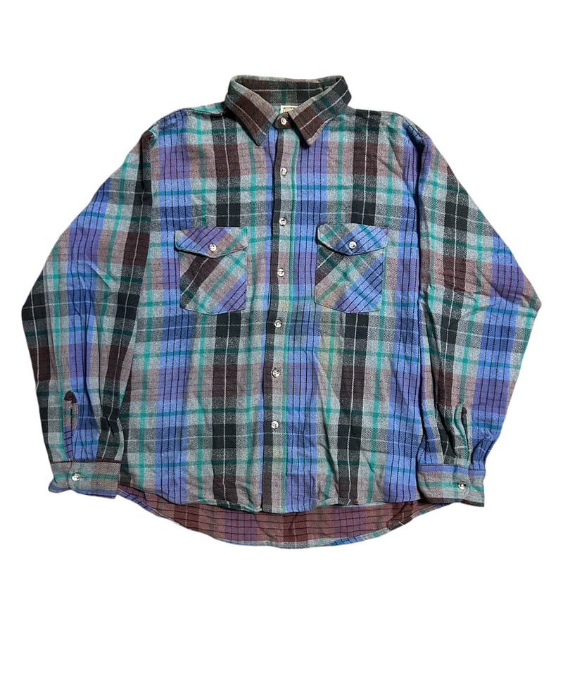 90's FIVE BROTHER ヘビーネルシャツ チェック柄 L パープル×グレー | S 90's FIVE BROTHER ヘビーネルシャツ チェック柄 L パープル×グレー | S