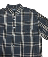 90's オンブレチェックシャツ シャドーチェック L/S レーヨンシャツ ブラウン系 L