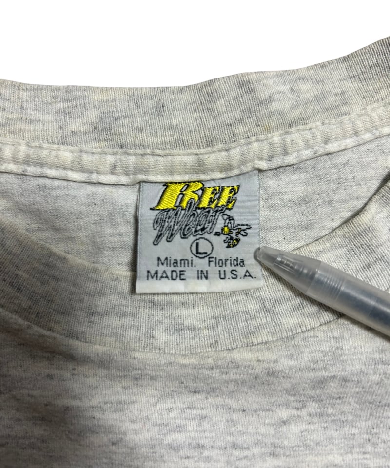 90's USA製 ハリケーン “ANDREW” 両面プリントTシャツ L 霜降りグレー