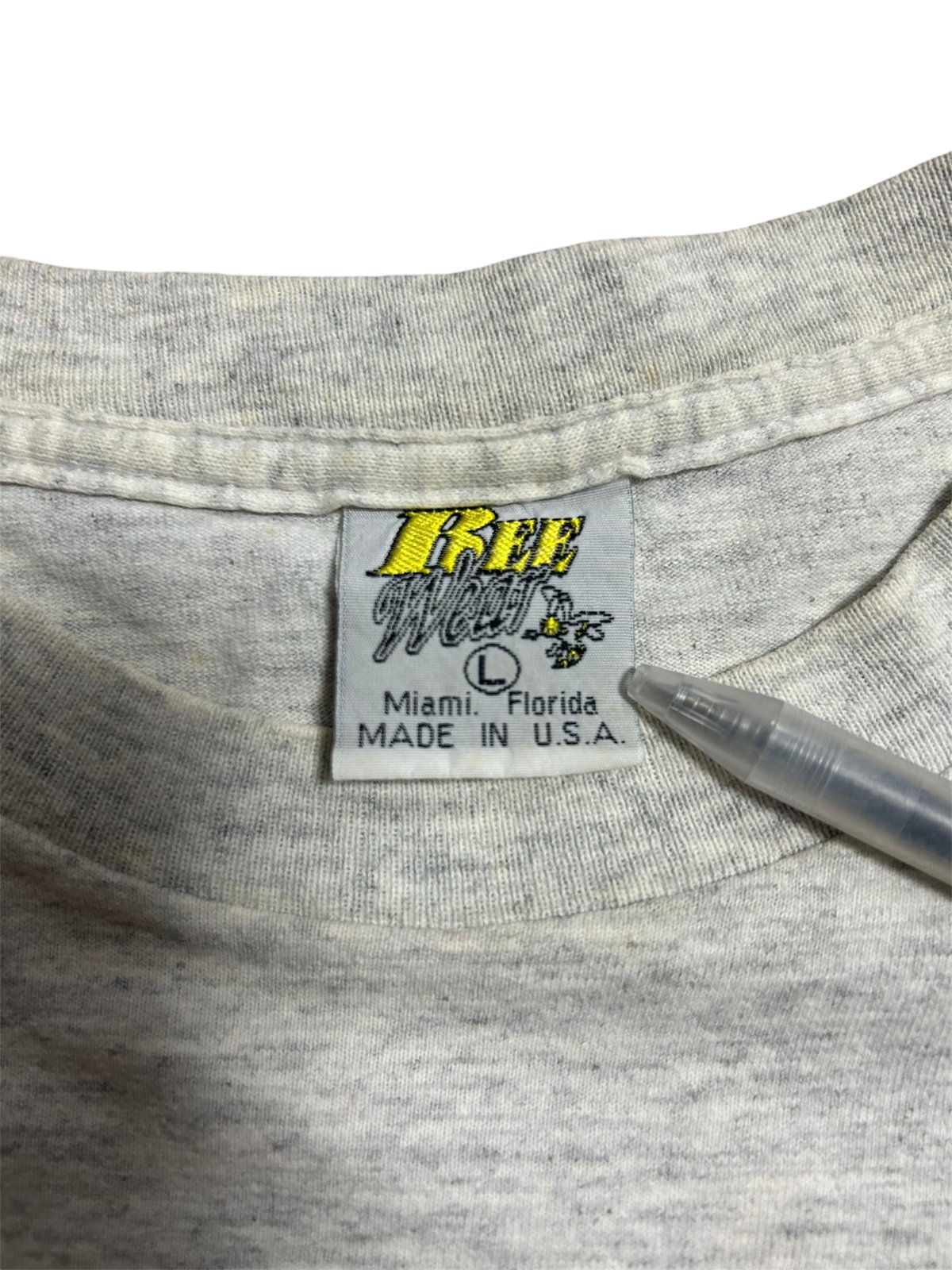 90's USA製 ハリケーン “ANDREW” 両面プリントTシャツ L 霜降りグレー